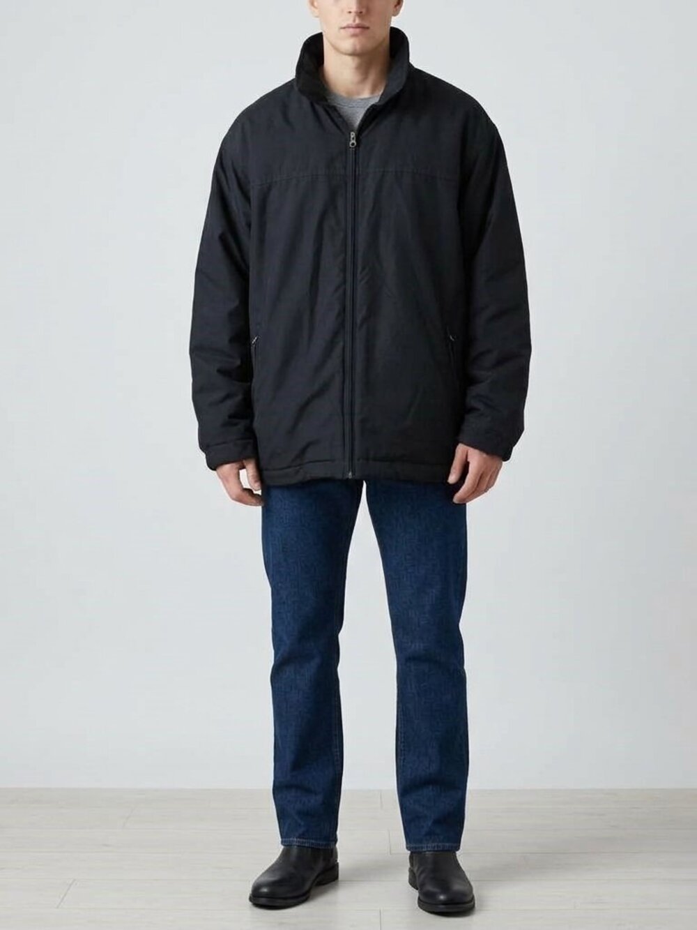 Vintage Mens L Boulevard Club Studio Black Insulated Jacket Action